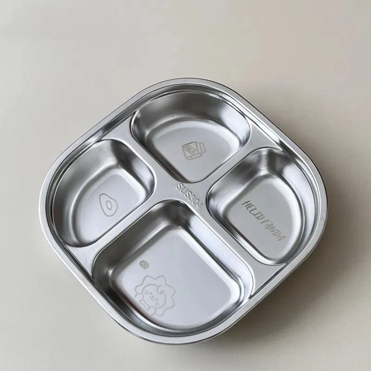 Capybara Stainless Steel Divided Plate 3 Compartment Kids Dinner Plate
