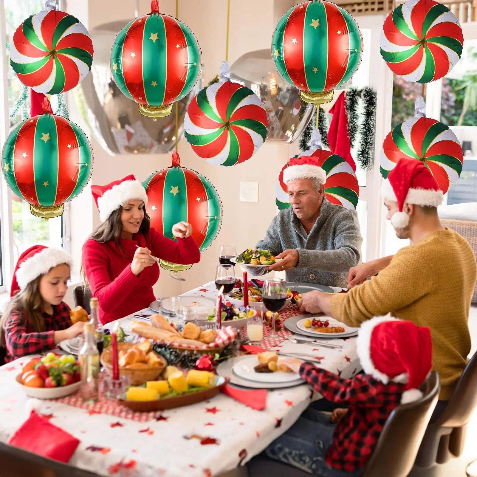 Christmas Round Candy Lollipop Foil Balloon Set (9 pcs)