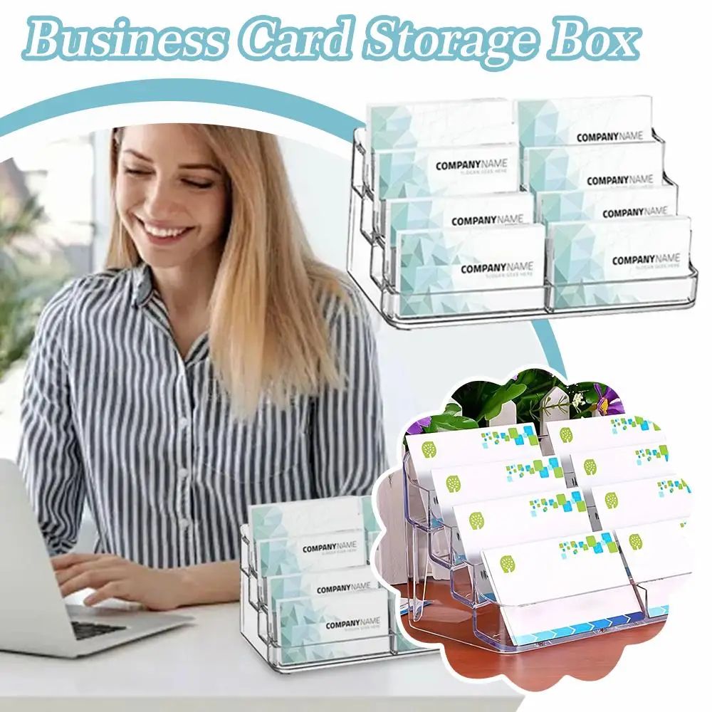 ClearView Transparent Desk Card Holder - Acrylic Desktop Display Stand for Business Cards
