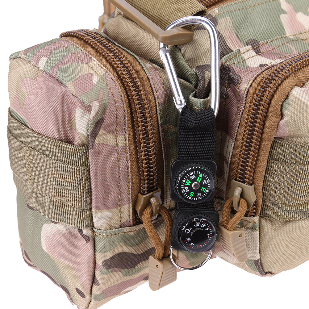 Mini Survival Compass Keychain with Thermometer for Camping and Hiking Gear