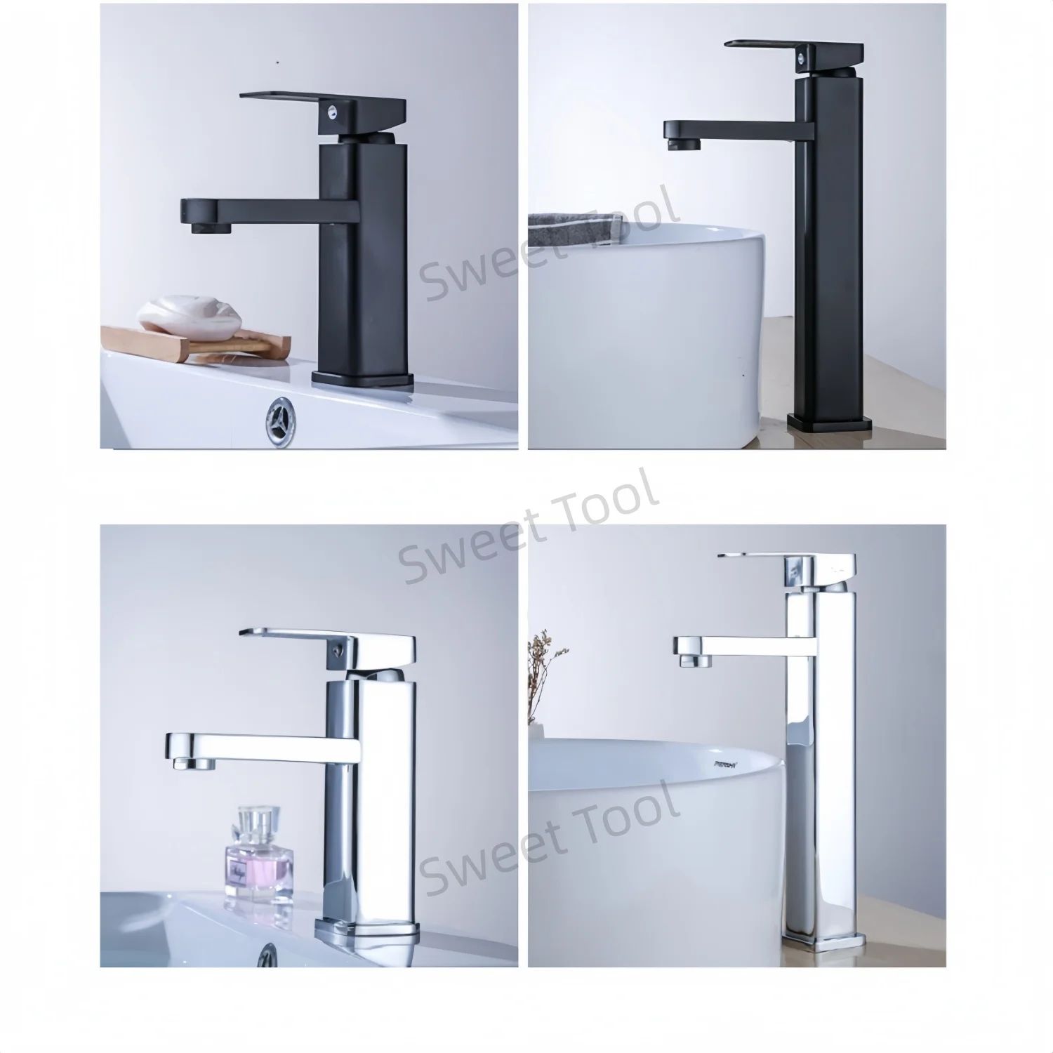 Black & Chrome Single Handle Sink Faucet