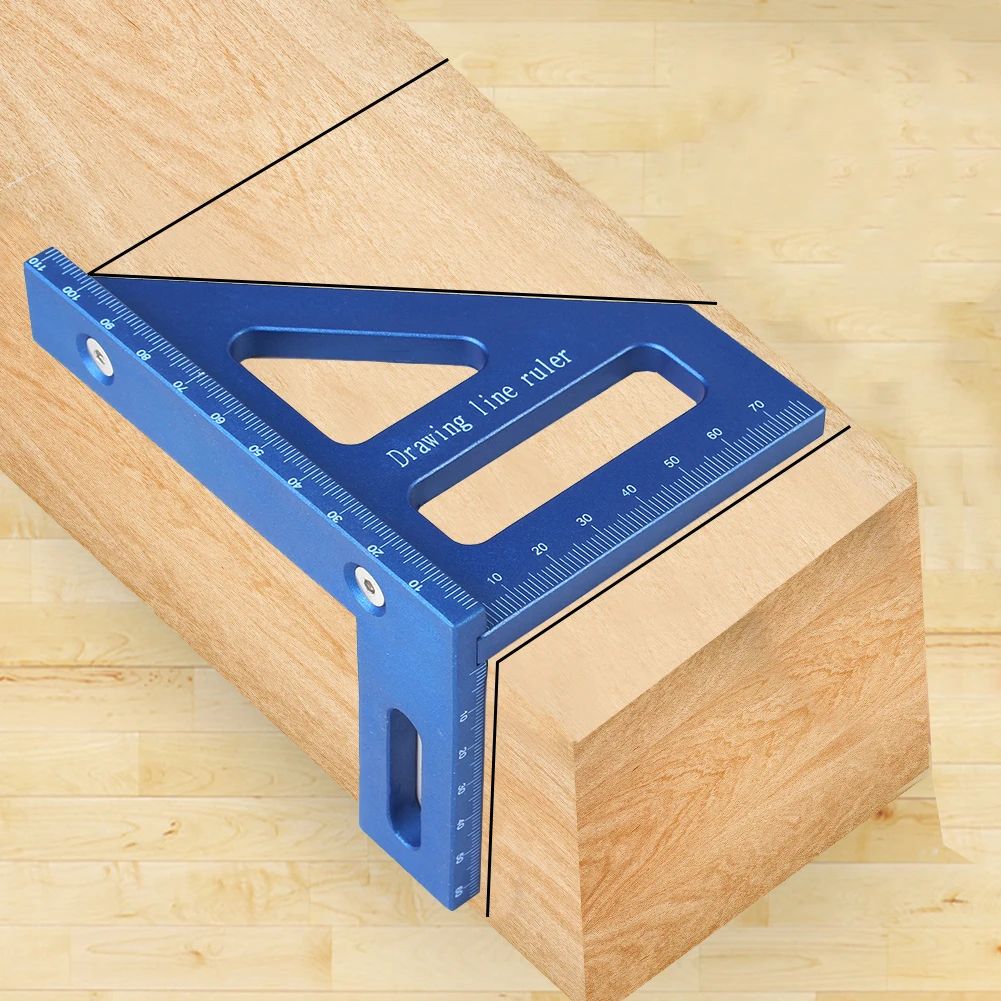 3D Multi-Angle Measuring Ruler – 45°/90° Carpentry Square & Miter Triangle Layout Tool
