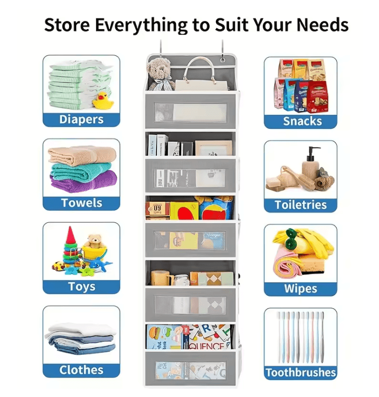 OverDoor 5 Shelf Hanging Storage Organizer with Large Capacity Pockets