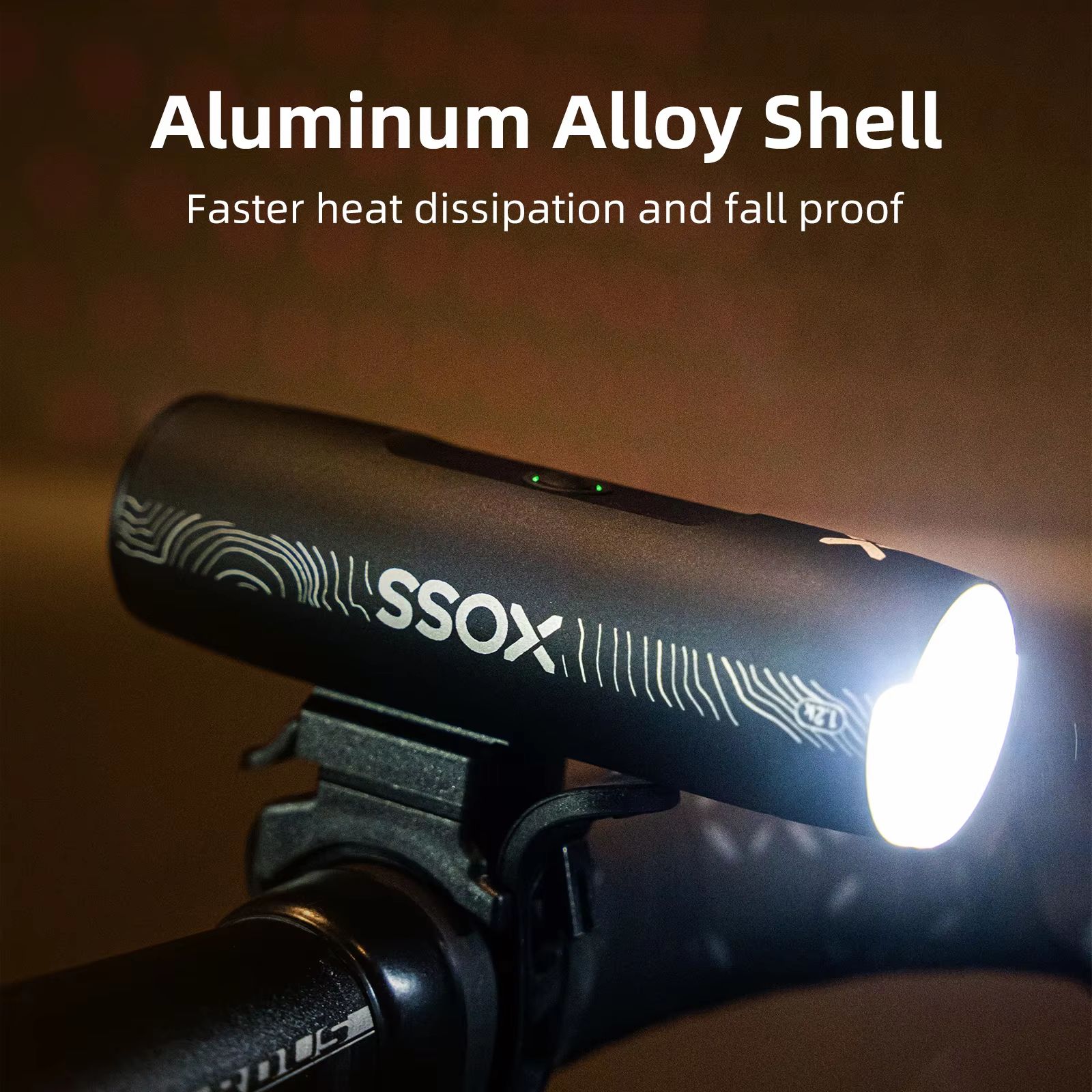 XOSS XL1200 Bike Headlight – 200–3000 Lumen Waterproof Rechargeable Front Bicycle Light with Aluminum Body