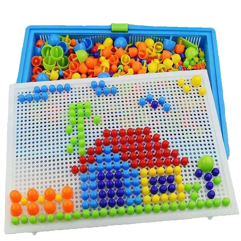 Piece Mushroom Nail Puzzle Kids Educational Toy Puzzle Board Creative Peg Game