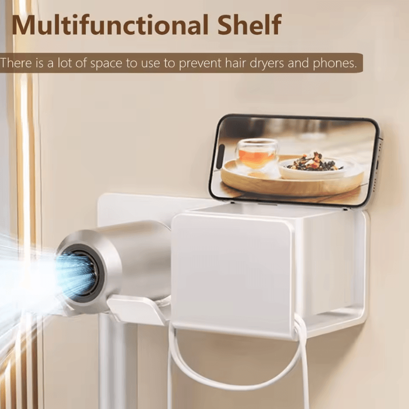 Hair Dryer Holder Wall Mount – Stylish Hair Tool Organizer Shelf for Bathroom and Vanity