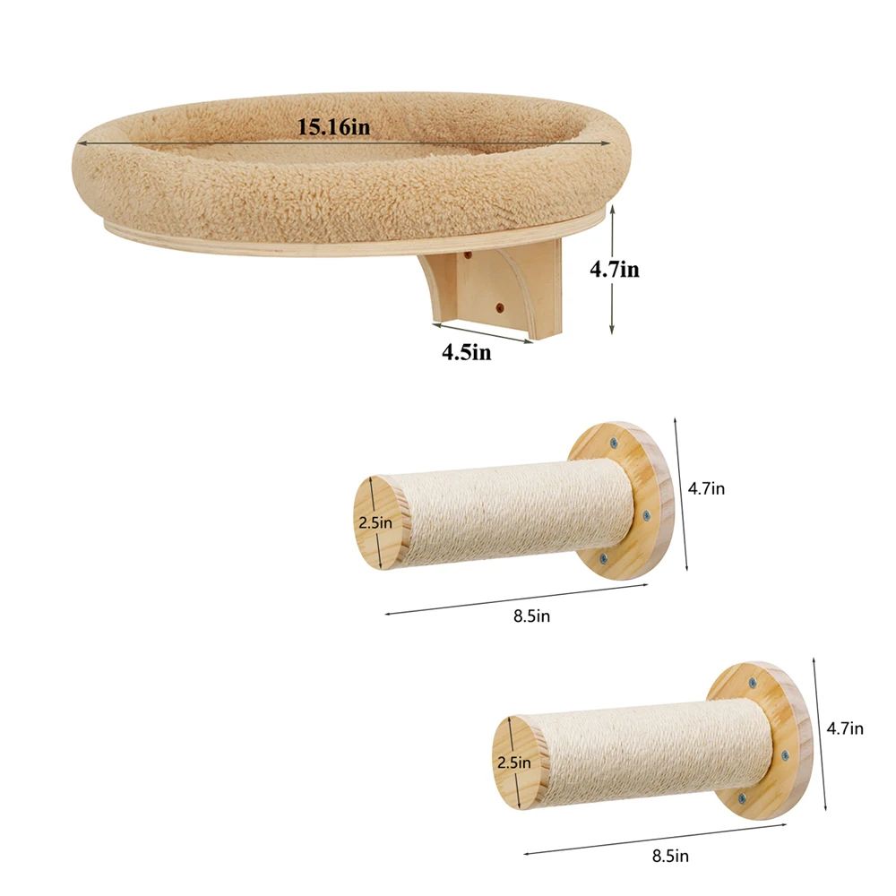 Wall Mounted Cat Climbing Ladder with Hammock