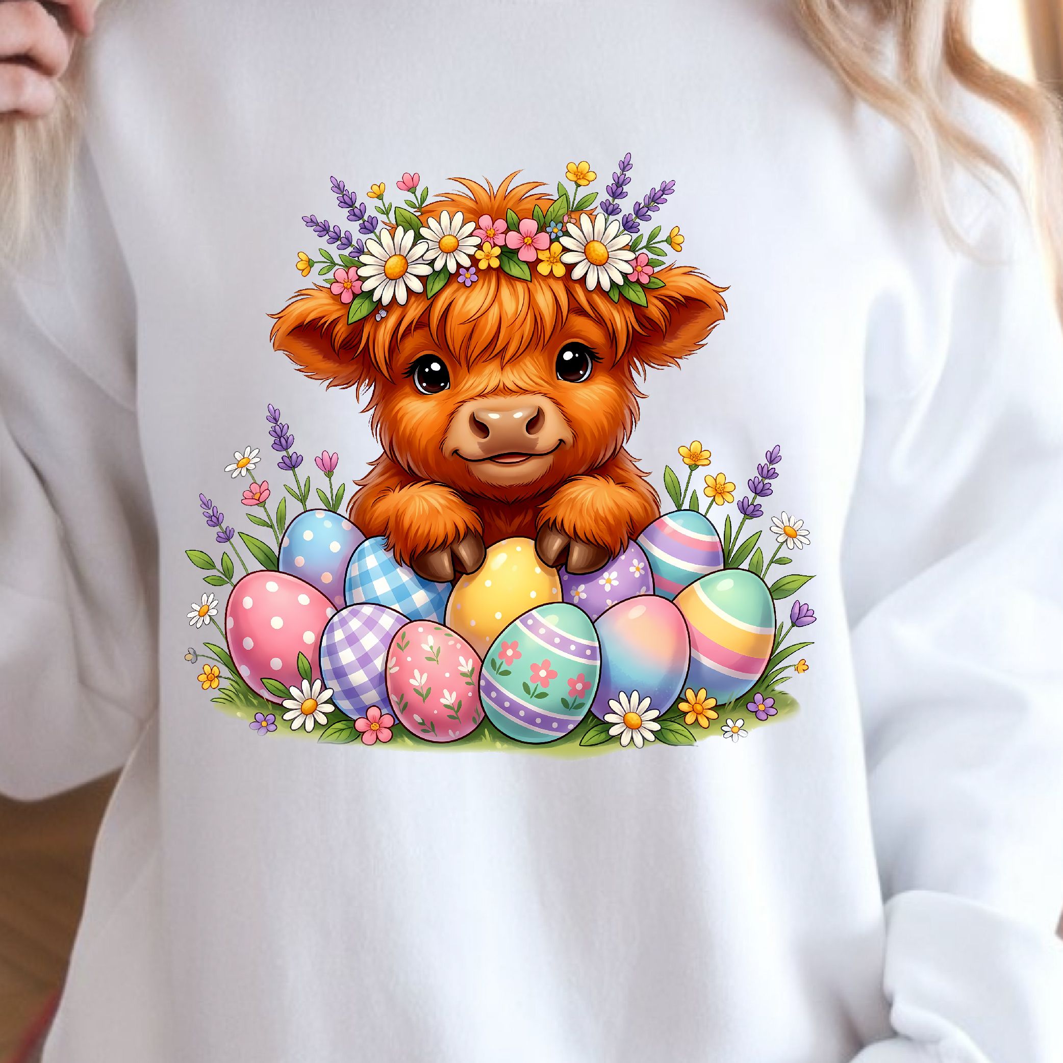 Cute Easter Highland Cow T-Shirt, Happy Easter Tee, Easter Cow Shirt