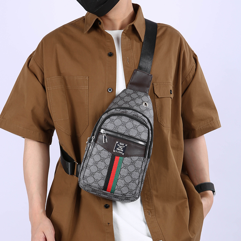 Mens Casual Crossbody Shoulder Bag Multi Pocket Lightweight Chest Bag with Earphone Hole