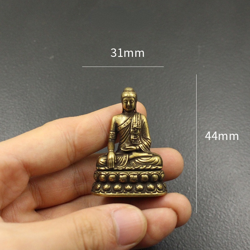 Mini Sakyamuni Buddha Statue Pure Copper Zen Desktop Decor Spiritual Ornament