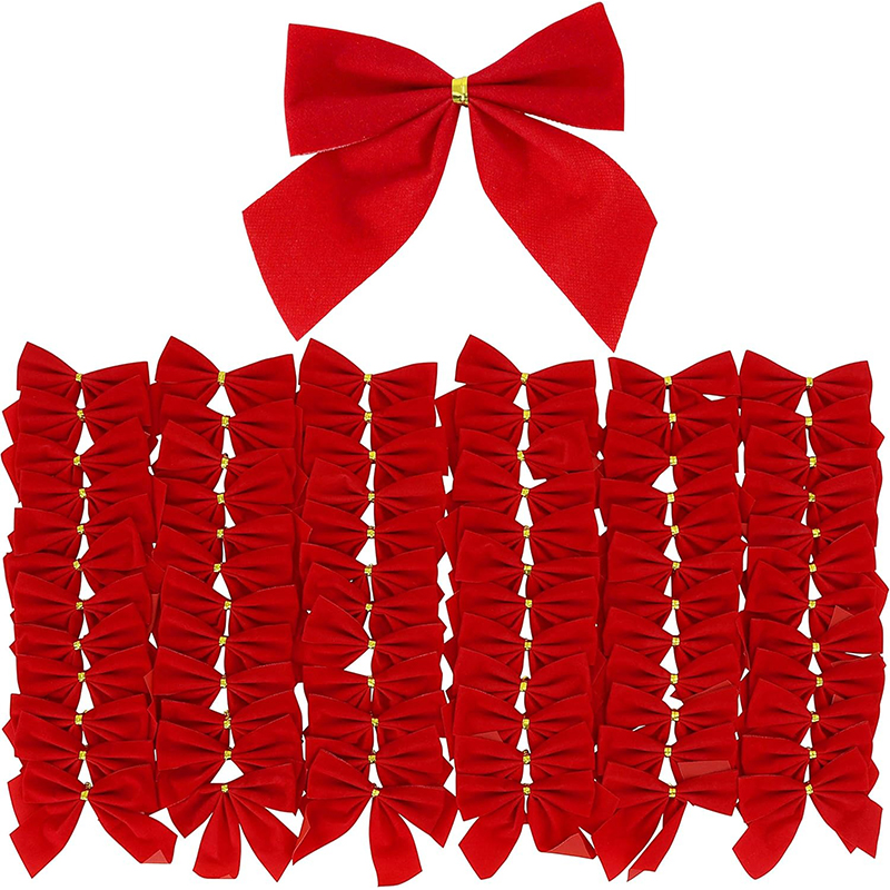 Red Mini Xmas Tree Bowknot, Christmas Glitter Bow, Home Decoration, Wedding Decor, Navidad, New Year Party