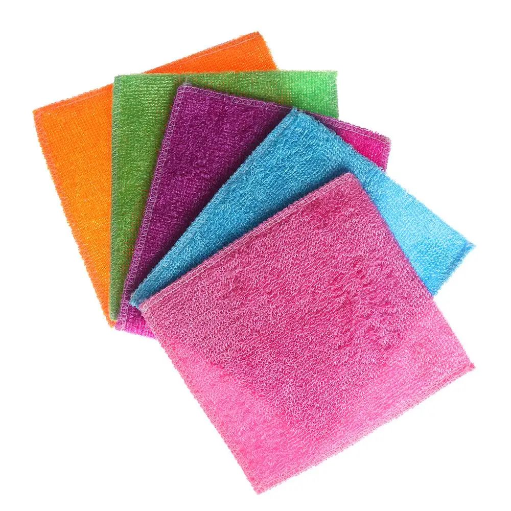 Bamboo Fiber Kitchen Cleaning Cloths – Super Absorbent Anti-Grease Dish Wipes, Washing Towels & Scouring Rags