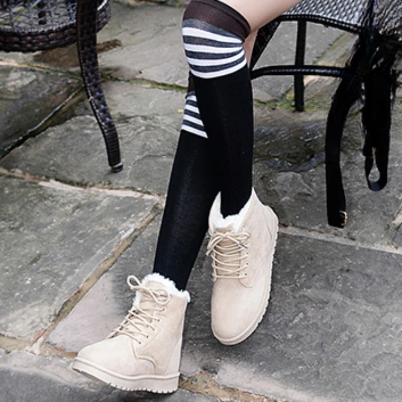 Womens Plush Velvet Winter Boots Cozy Round Toe Casual Footwear