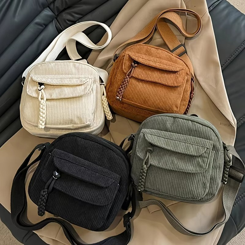 Casual Harajuku Style Crossbody Bag for Women, Multi Pockets, Adjustable Strap, Zipper Closure