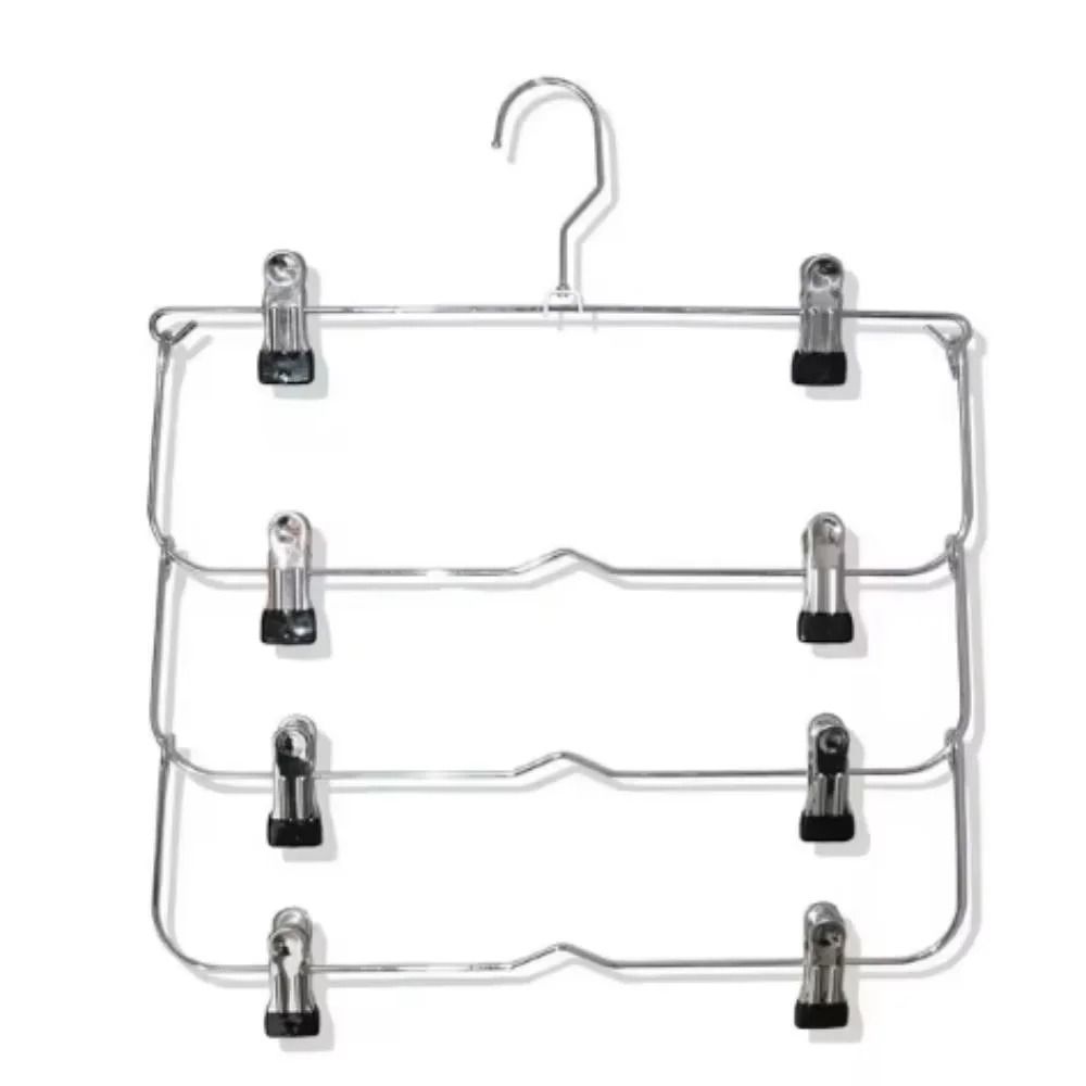 4 Tier Stainless Steel Pants Hanger Non Slip Skirt Rack with Adjustable Clips
