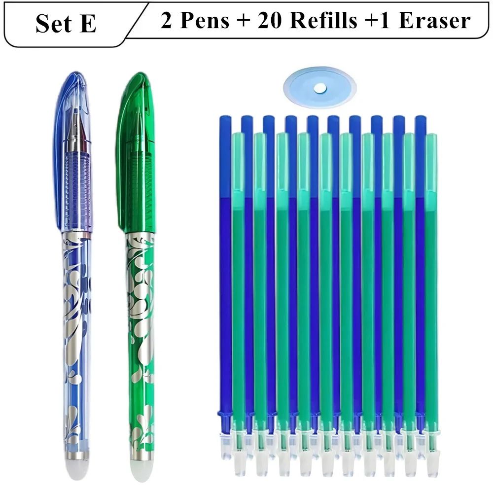 PrecisionWrite 0.5mm Erasable Gel Pens Set with 20 Refills & Eraser – Smooth Writing Refillable Stationery Kit