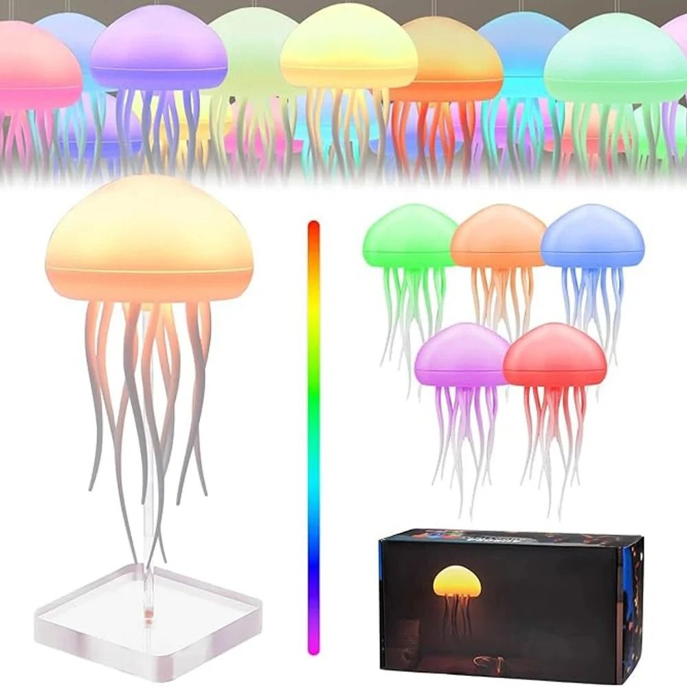 Cartoon Jellyfish 3D LED Night Light Voice Controlled RGB Table Lamp