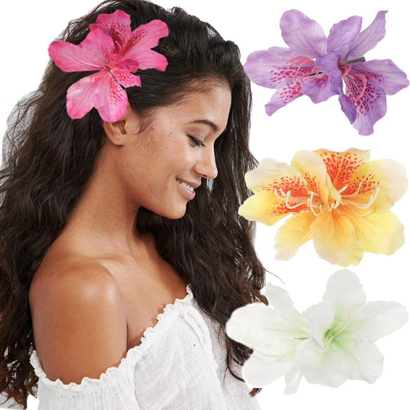 Canna Flowers Hair Clips – Elegant Hawaii bridal flower clips for weddings and special occasions.