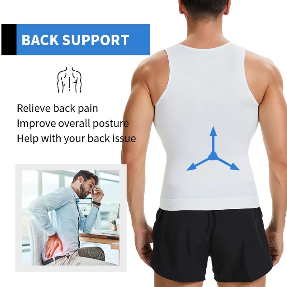 Mens V-Neck Compression Body Shaper Tank – Slimming Tummy Control Base Layer