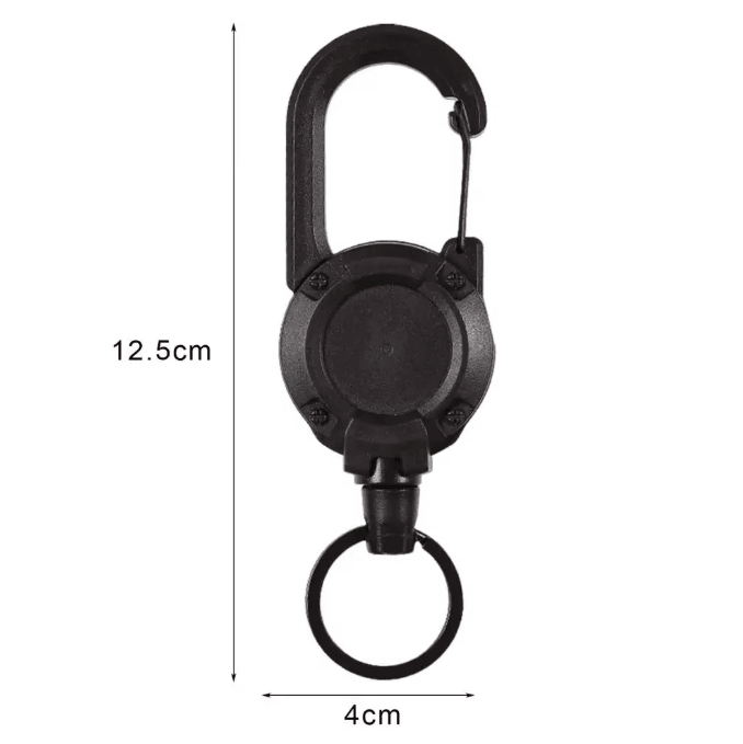 GripLock Retractable Carabiner Keychain with Steel Wire Reel