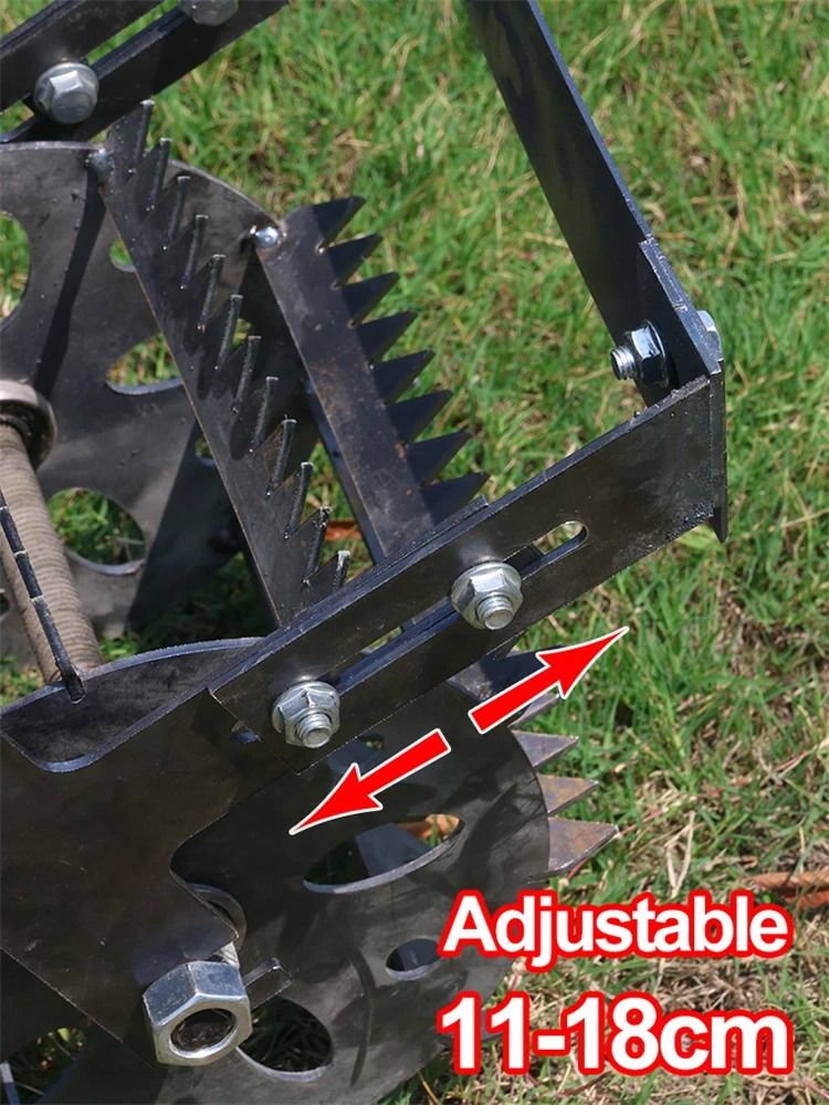 Hand Push Wheeled Weeder with Saw Tooth Manganese Steel Blade