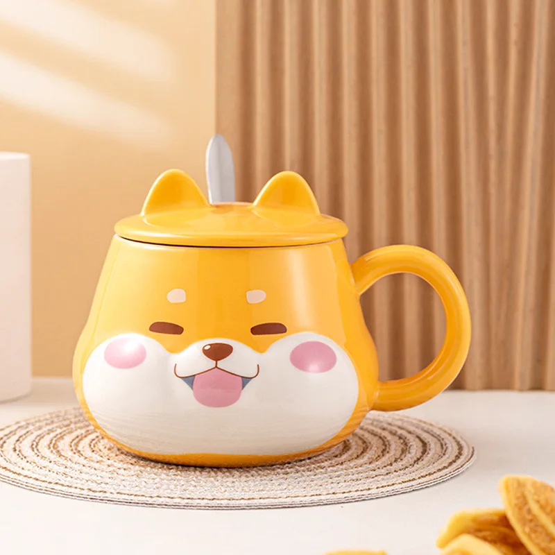 Creative Ceramic Mug with Lid, Cute Household Breakfast Mugs, Office Coffee Cup, Couple Water Cups Drink ware