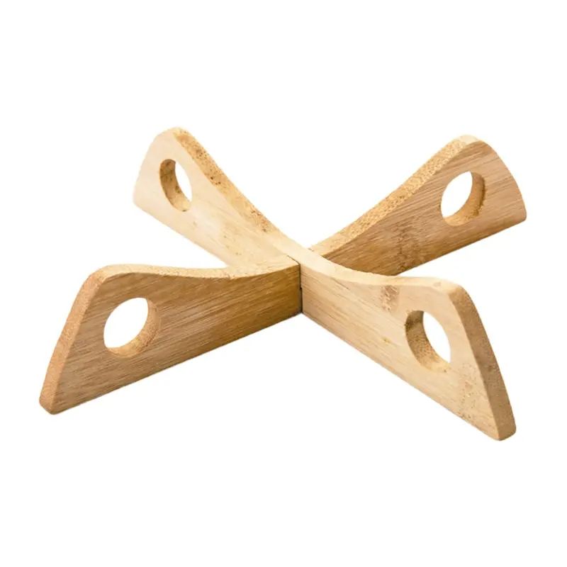 Cross Tray Holder Wooden Removable Table Mat, Anti-Heat Steam Resistant Kitchen Gadget, Non-Slip Household Wooden Mat