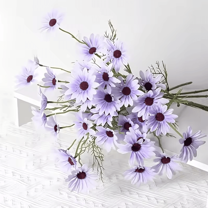 5pcs Artificial Small Daisies Lifelike Faux Mini Daisy Flowers for Home Vase Decor, Wedding Party Table Centerpieces
