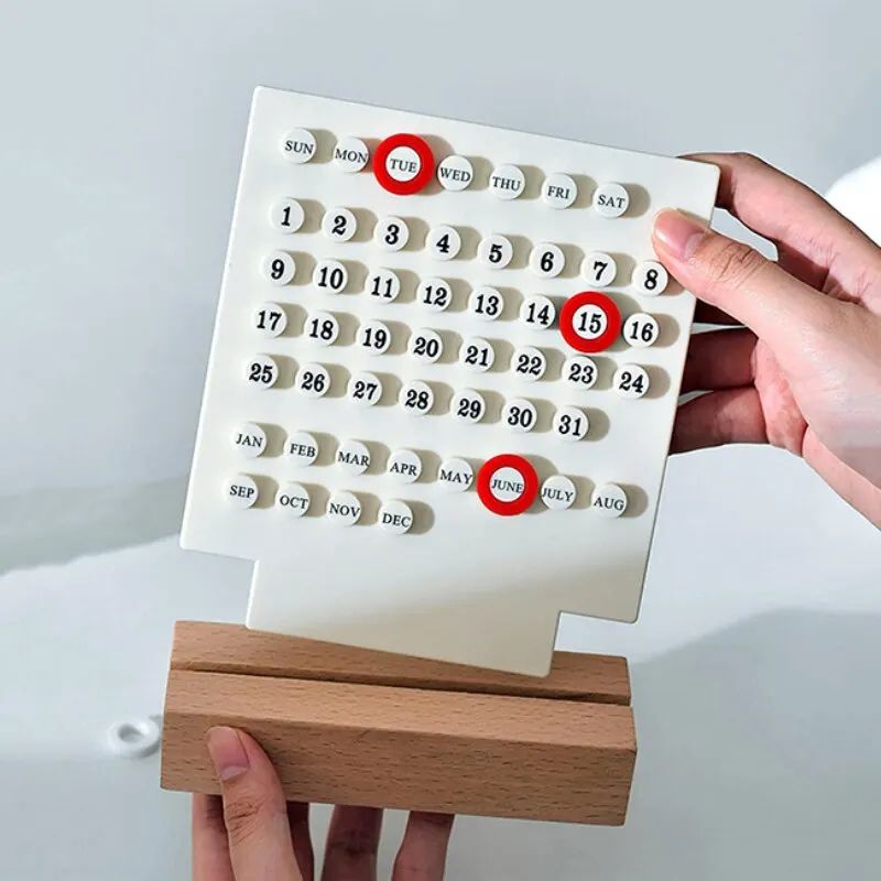 DIY Perpetual Desk Calendar Acrylic Blocks Wooden Base
