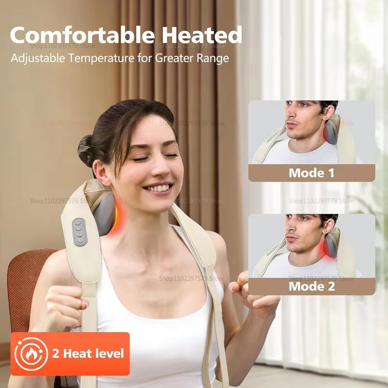 RelaxWave Wireless Neck & Shoulder Massager Shawl – Trapezius & Back Kneading Therapy