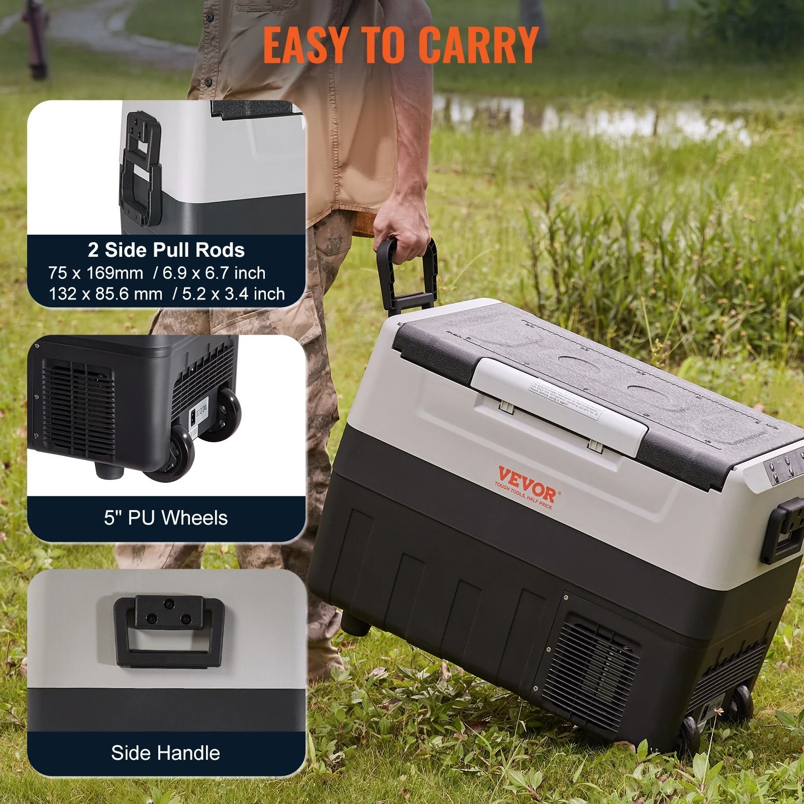 SucceBuy Portable Foldable Car Refrigerator 35L 45L 55L with Wheels and Handle
