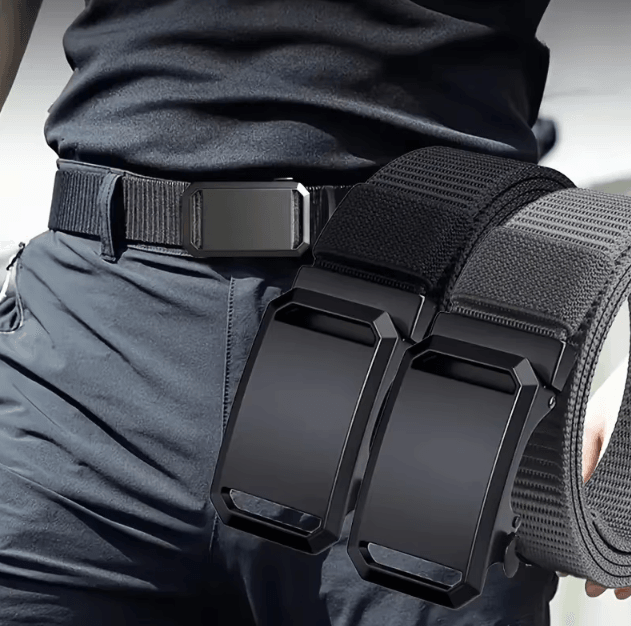 Automatic Buckle Canvas Tactical Belt for Men Durable Adjustable Workwear and Outdoor Use