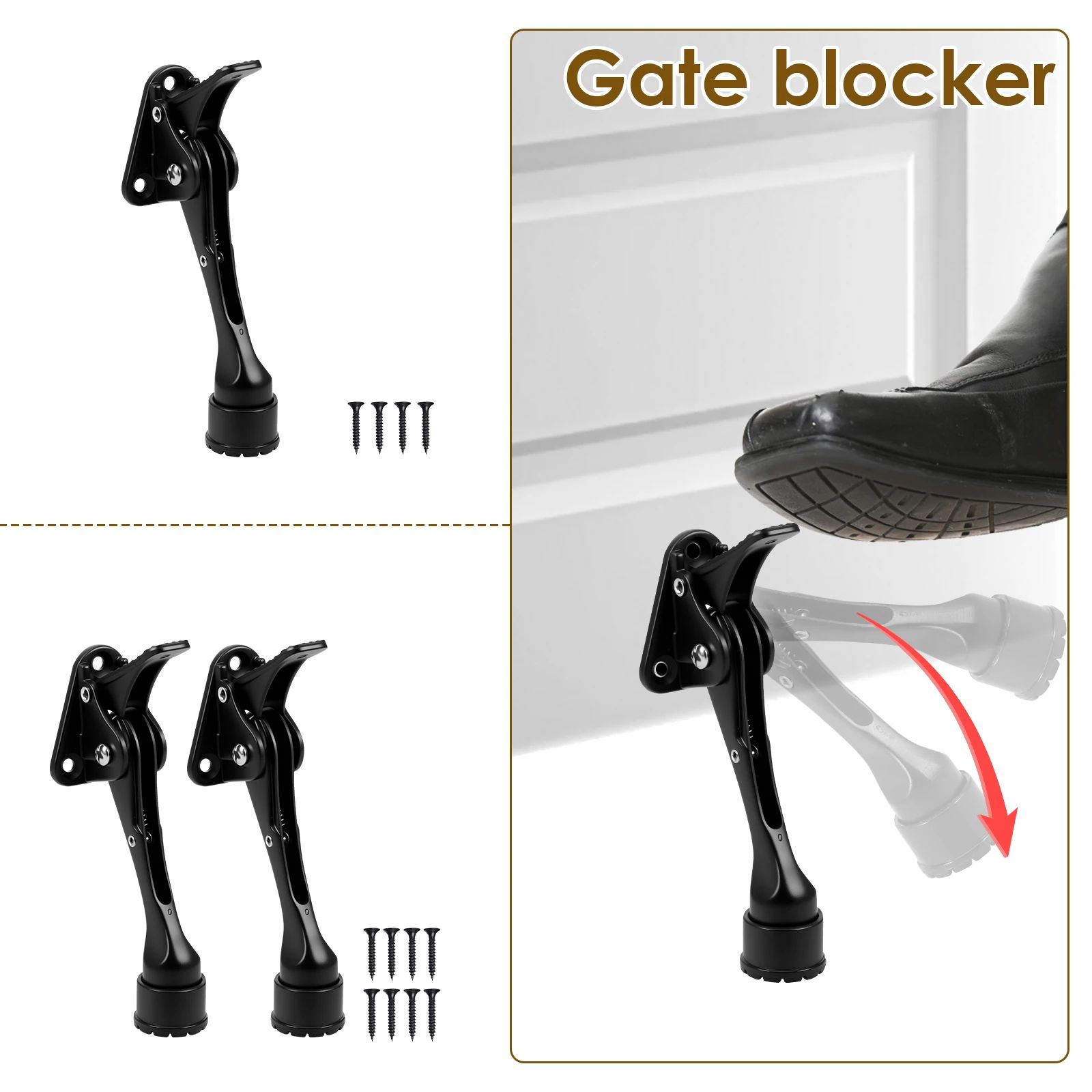 Heavy Duty Kickdown Door Stopper Adjustable Pedal Door Stop for Home and Garage