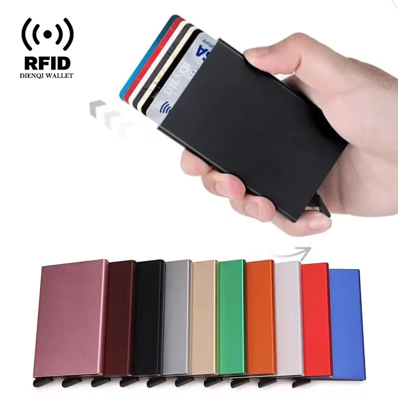 RFID Smart Wallet Minimalist Metal Wallet Slim Card Holder Pop Up Wallet For Men And Women