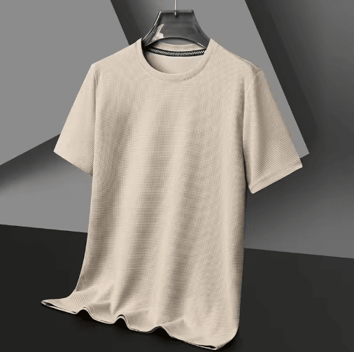 Mens Waffle Knit T Shirt Cotton Round Neck Casual Summer Top