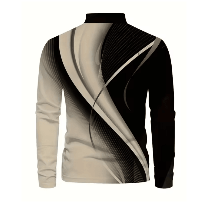Mens Graphic Long Sleeve Polo Shirt Casual Statement Wear