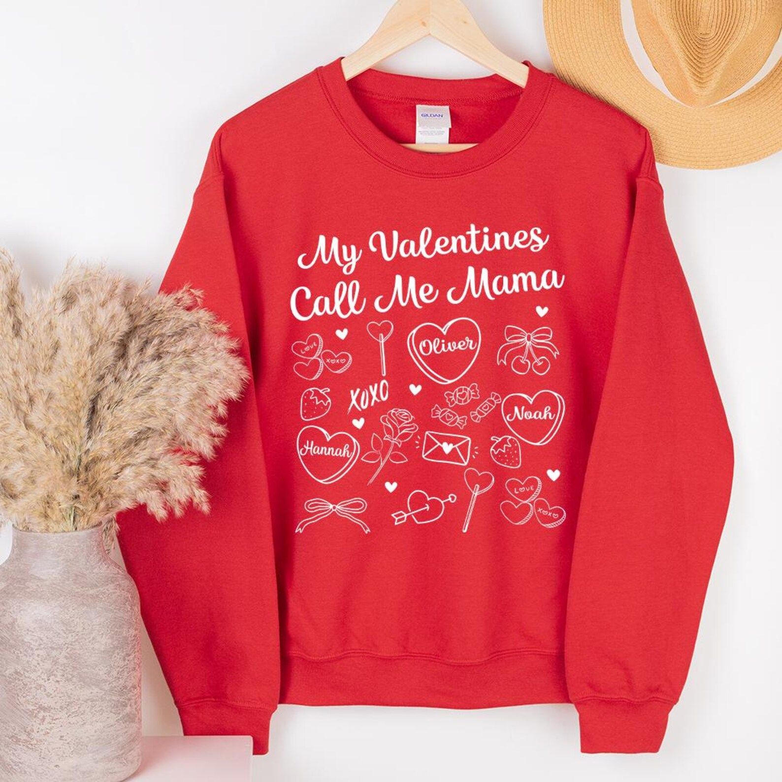 Valentines Mom Sweatshirt | My Valentines Call Me Mama Tee Cozy Mother Love Pullover