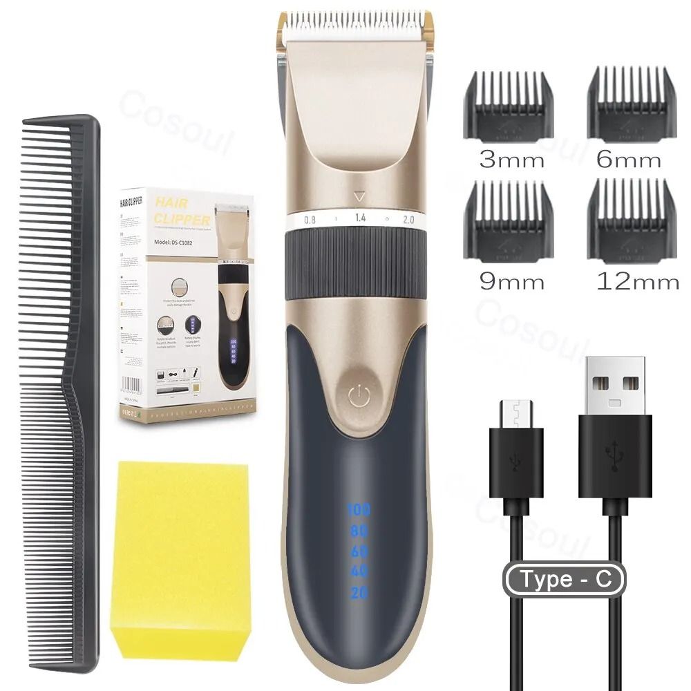Professional Hair Clipper Cordless Hair Trimmer Rechargeable Electric Barber Kit