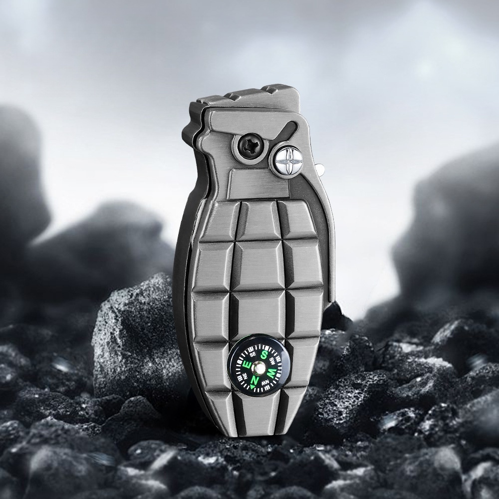 Tactical Windproof Jet Lighter with Built-in Compass & Safety Lock  Rugged EDC Survival Tool