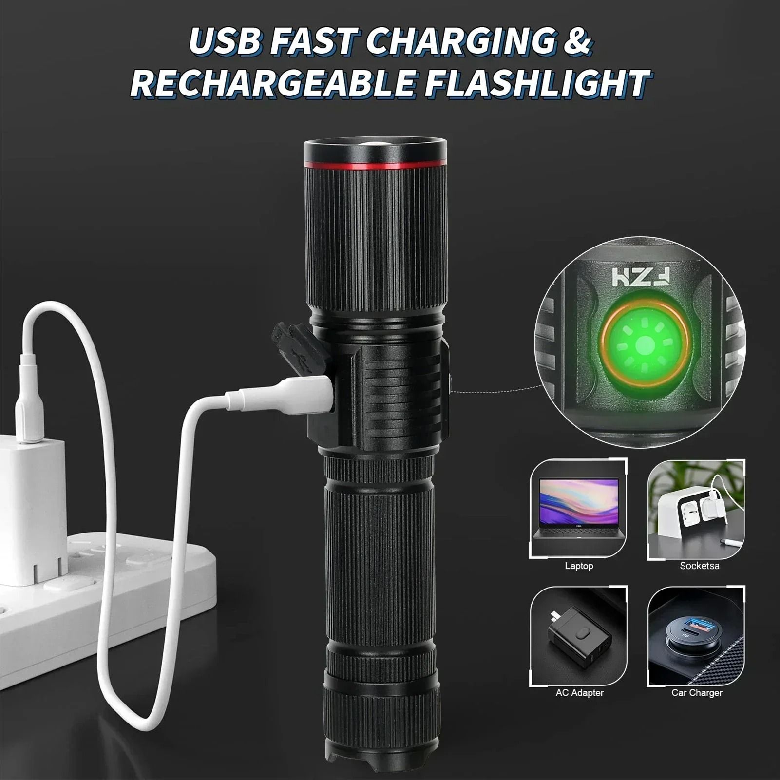 High Bright Rechargeable LED Flashlight