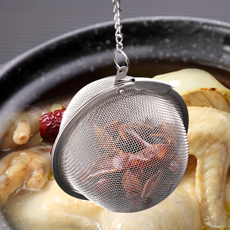 Tea Filter Ball, Flavored Stainless Steel Filter Ball, Soup Filter Ball with Extension Chain Hook