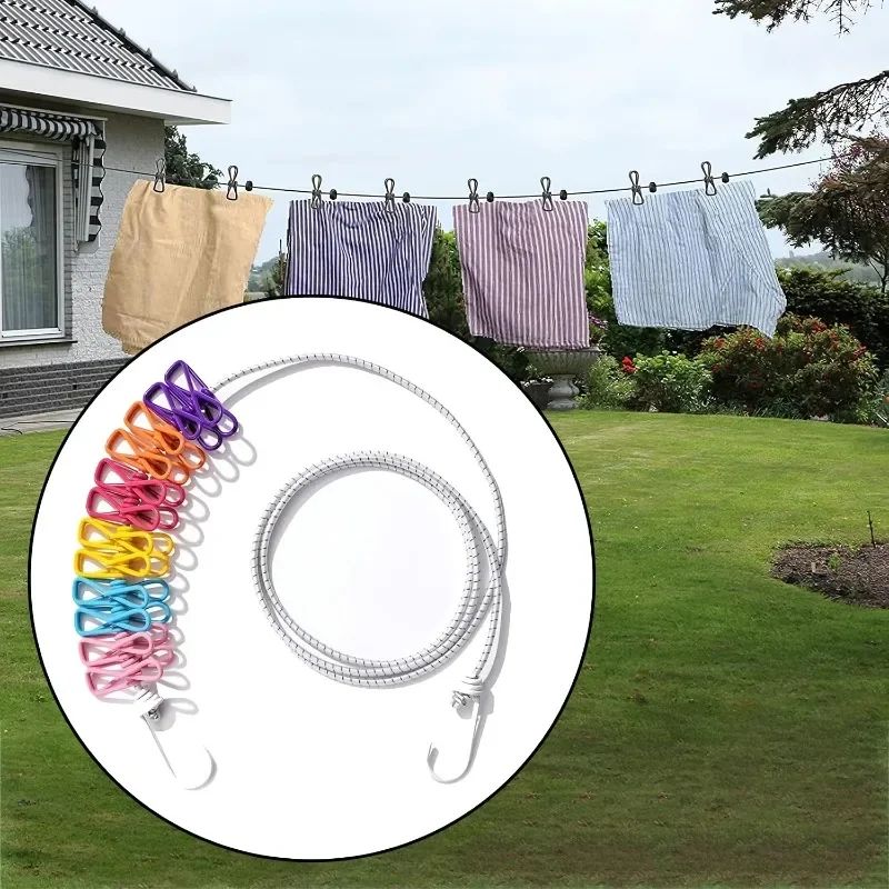 Portable Retractable Clothesline with Clips