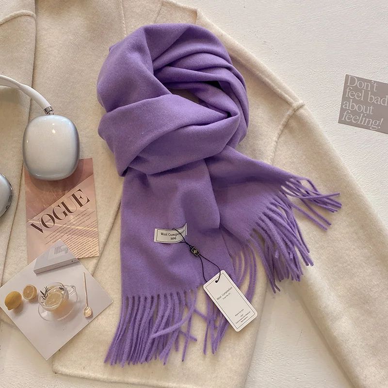 Luxury Winter Wool Blend Pashmina Scarf – Thick Cashmere-Feel Women's Shawl & Wrap 2024