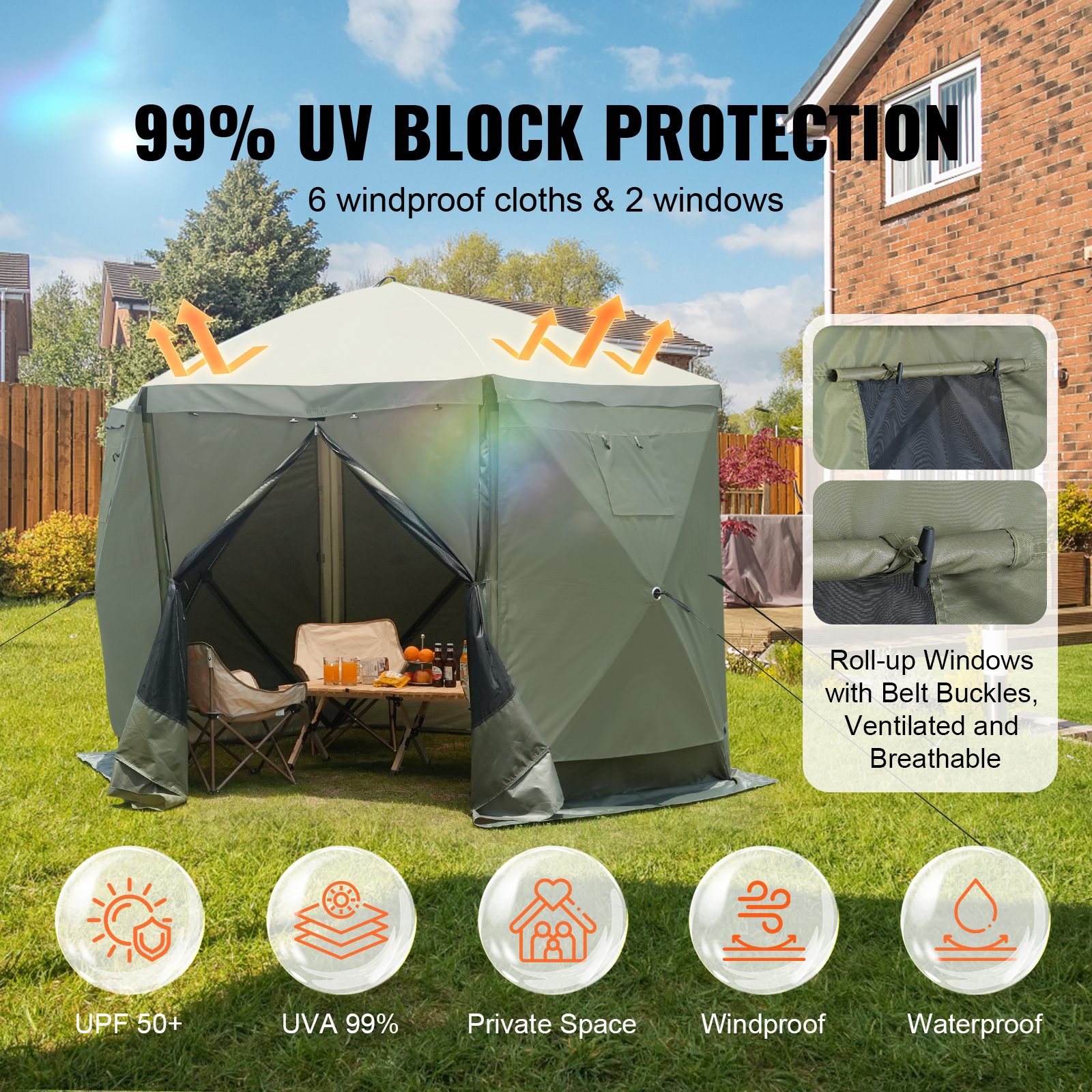 Pop Up Screen Tent Camping Gazebo Sun Shelter with Privacy Panels