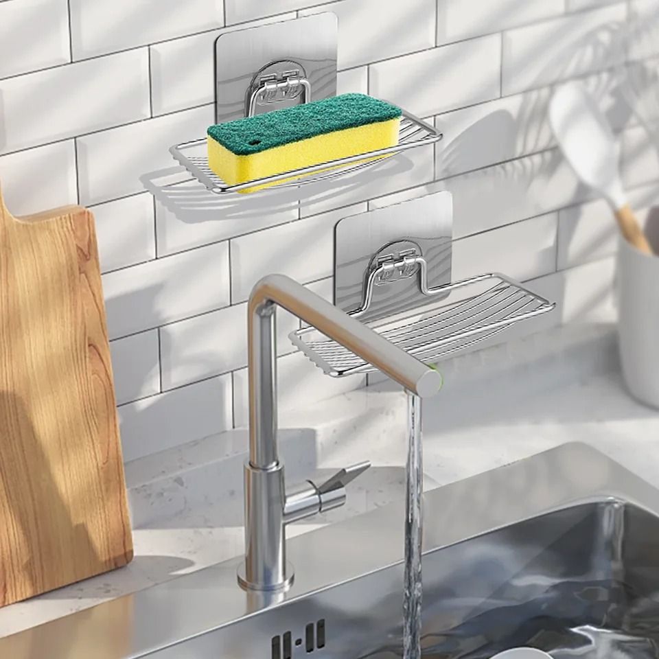 Stainless Steel Wall Mounted Soap Holder Self Adhesive Sponge Dish