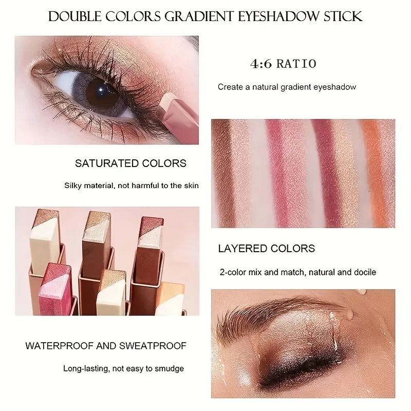 Two-Color Gradient Eyeshadow Stick – Three-Dimensional & Long-Lasting