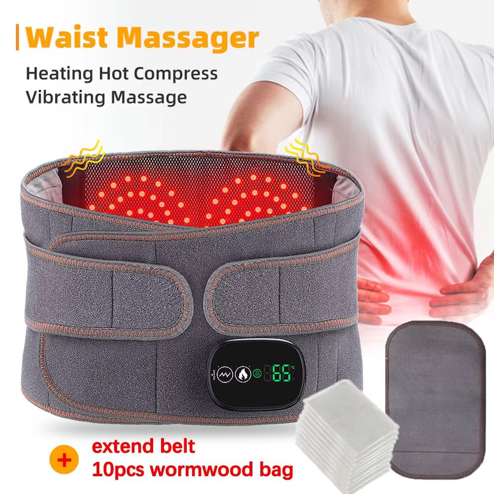 Electric Heating Waist Massager Belt – Vibration, Hot Compress & Adjustable Back Support