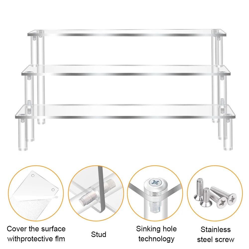 Multi Layer Acrylic Display Stand Transparent Trapezoid Shelf
