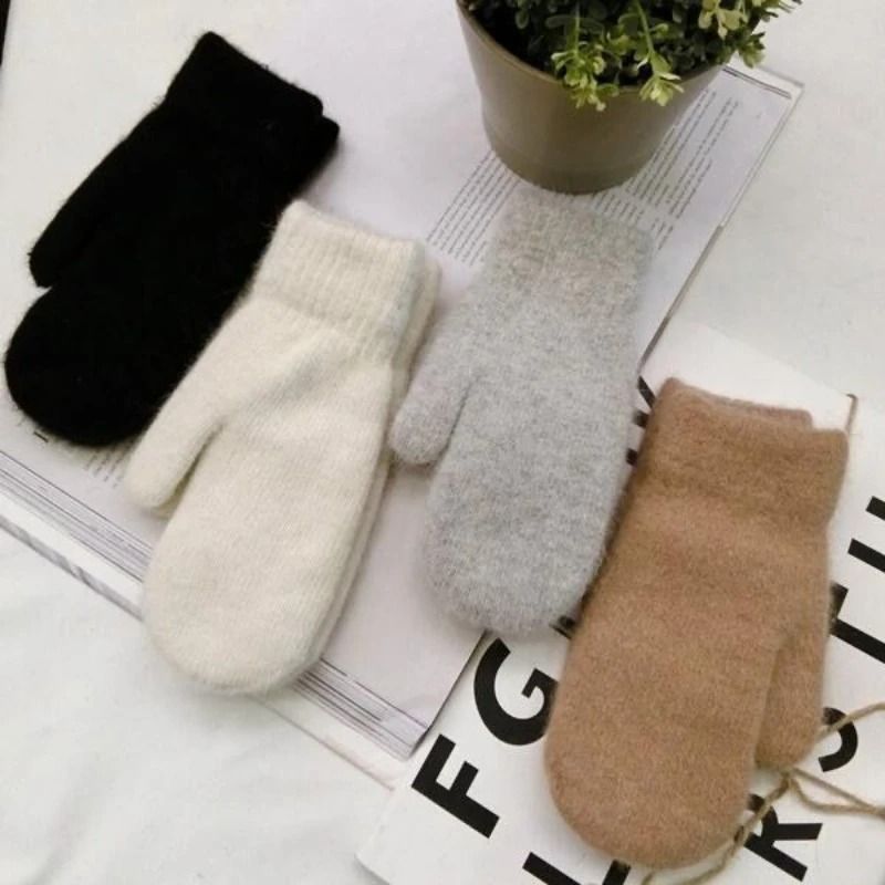 Cute Womens Winter Gloves Velvet Lined Thick Warm Cycling Gloves
