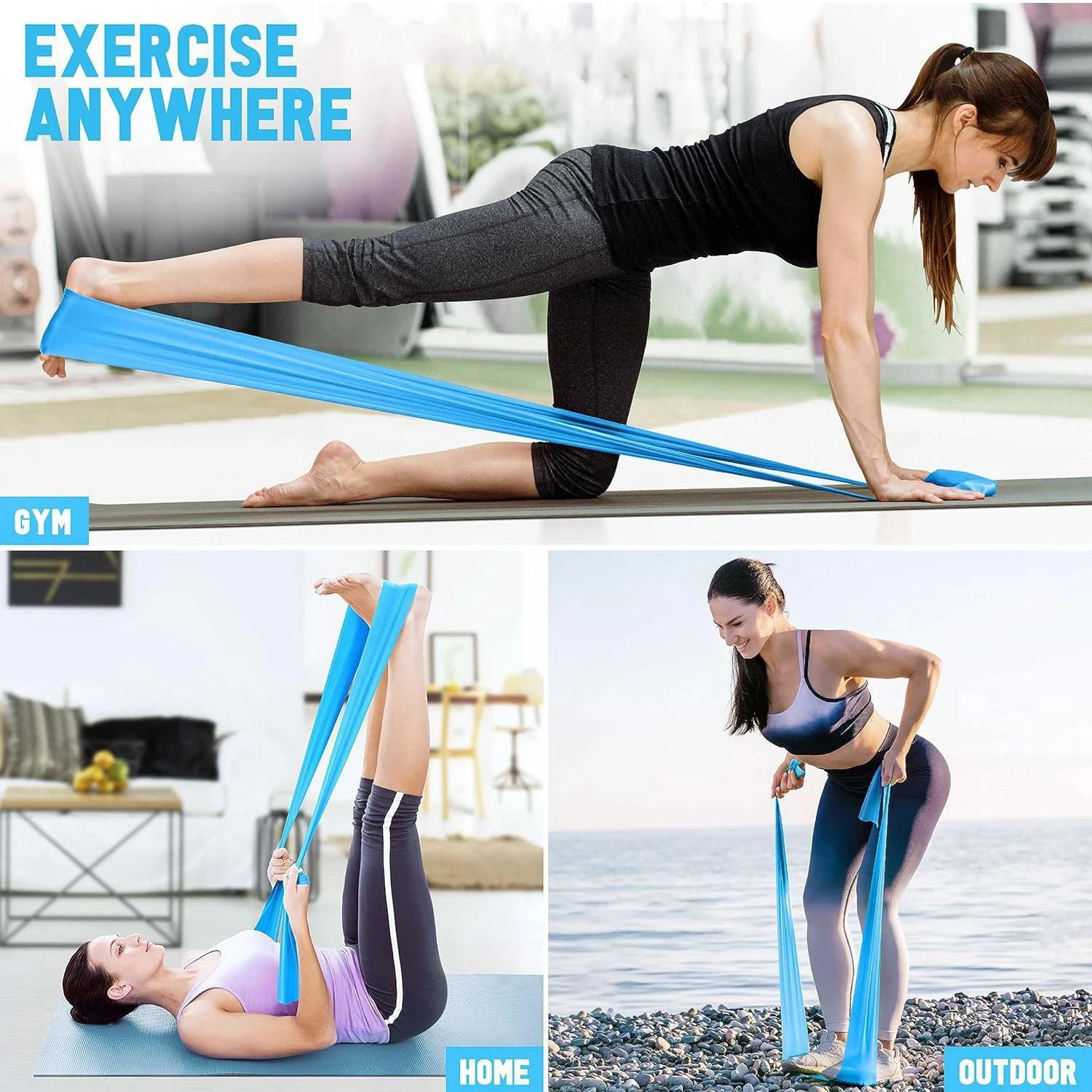 Yoga Pilates Resistance Band Long Stretch Training Band for Home Gym